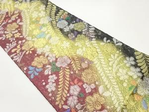 ふくれ織枝垂れ花々模様織出し袋帯